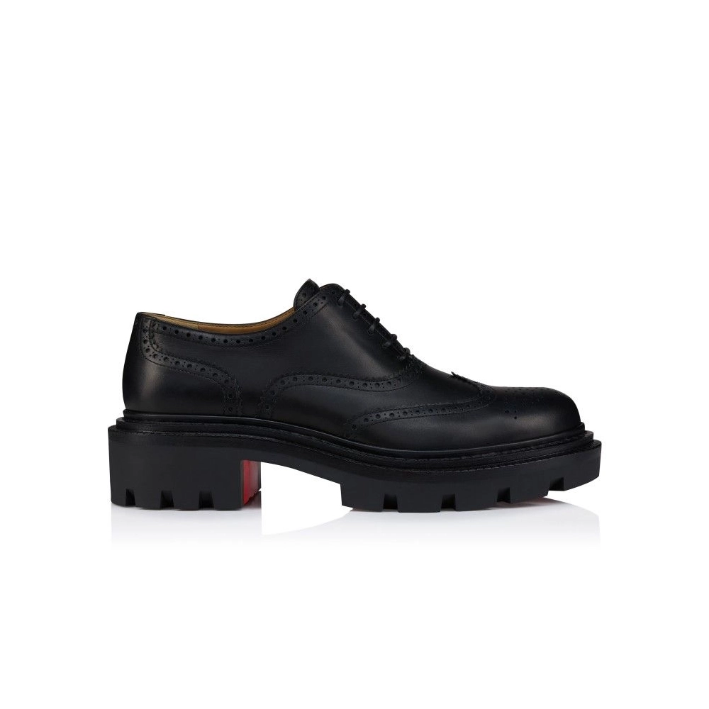 Christian Louboutin College Oxfords Waxed Calf Leather Black