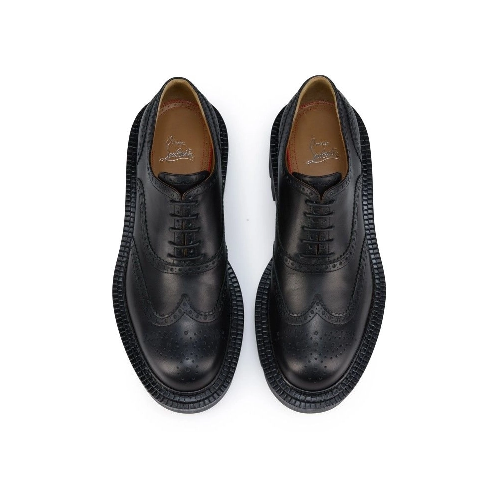 Christian Louboutin College Oxfords Waxed Calf Leather Black