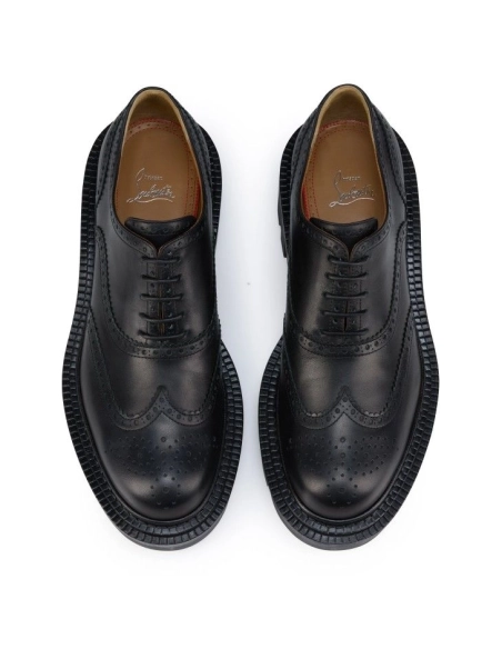 Christian Louboutin College Oxfords Waxed Calf Leather Black