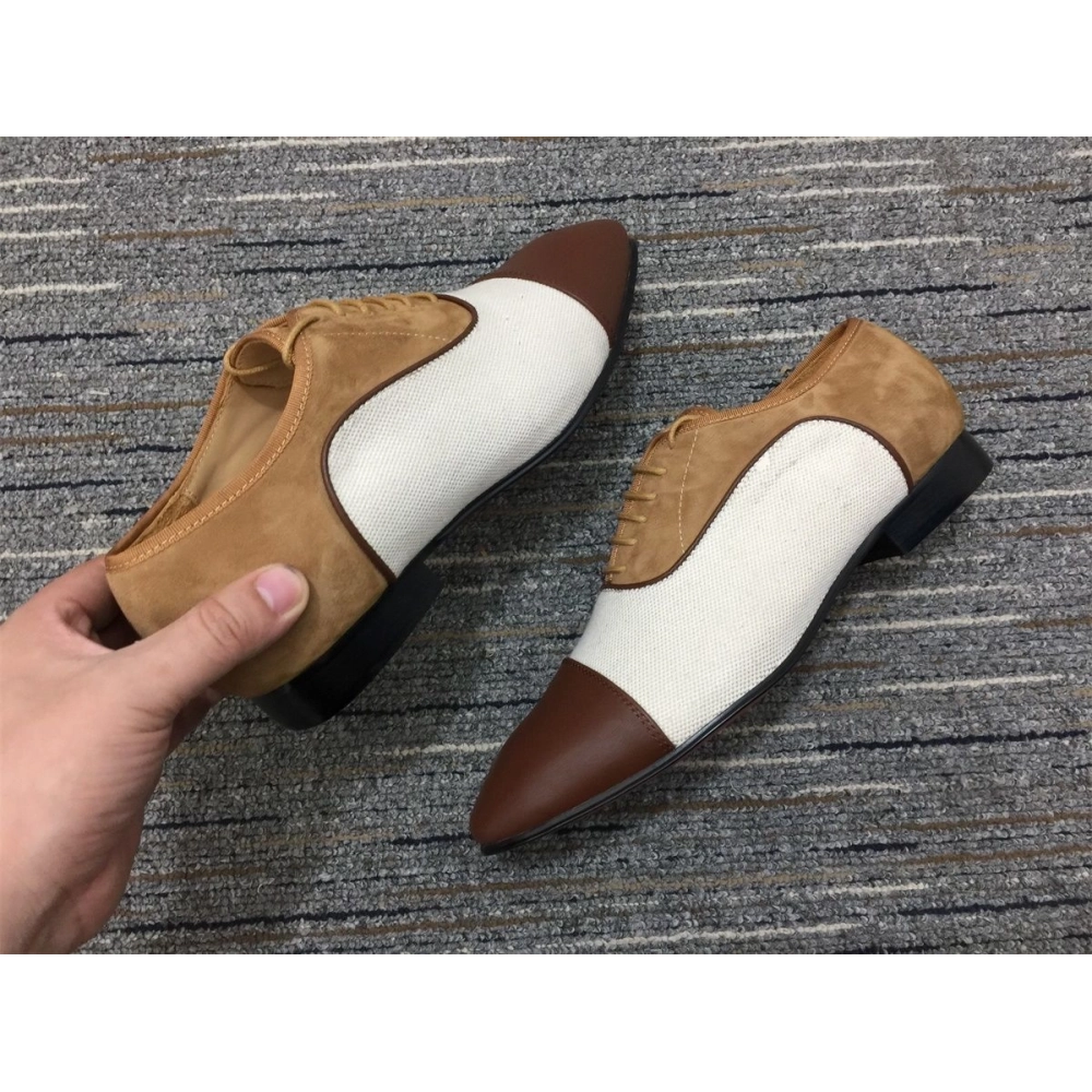 Fake Christian Louboutin Greggo Oxfords Veau Velours Calf Leather White Brown