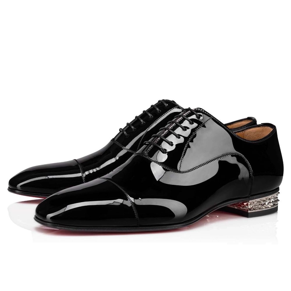 Discount Christian Louboutin Greggyrocks Oxfords Shoes Patent Leather Black Outlet Online