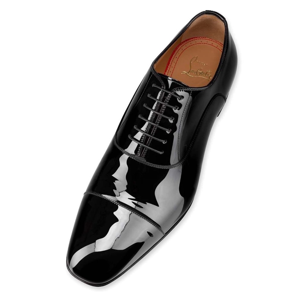 Discount Christian Louboutin Greggyrocks Oxfords Shoes Patent Leather Black Outlet Online
