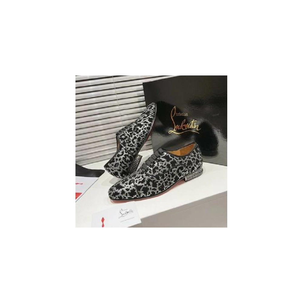 Cheap Christian Louboutin Greggy Chick Oxfords Velvet Royal Embroidery Silver on Sale