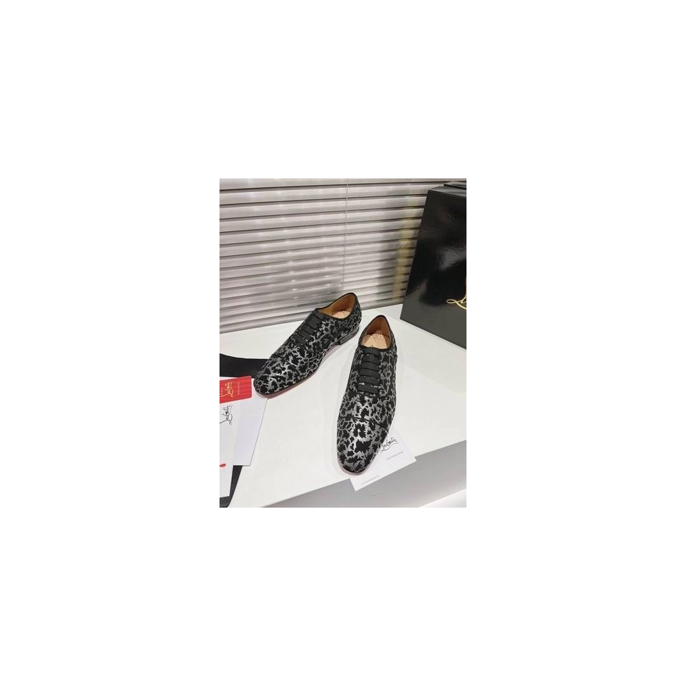 Cheap Christian Louboutin Greggy Chick Oxfords Velvet Royal Embroidery Silver on Sale