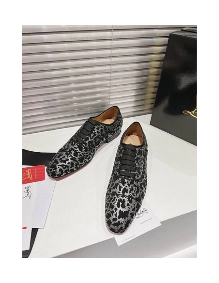 Cheap Christian Louboutin Greggy Chick Oxfords Velvet Royal Embroidery Silver on Sale