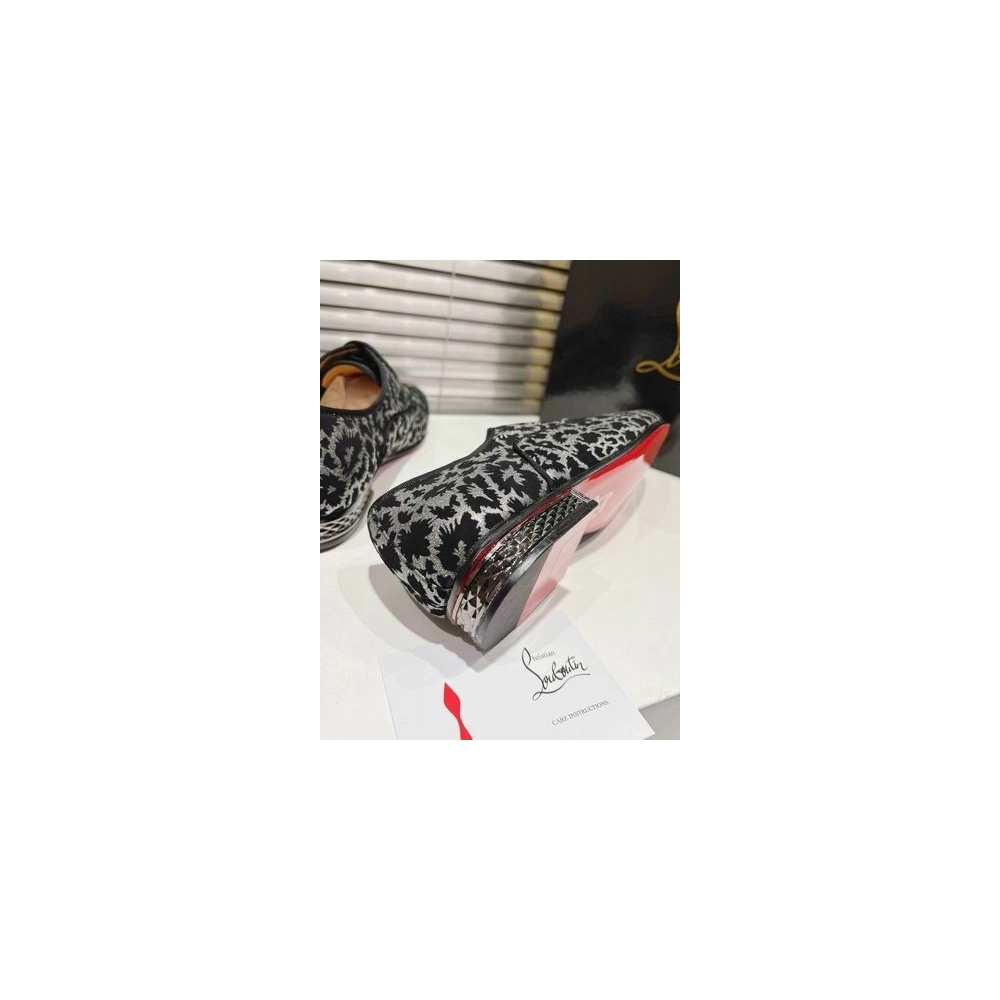 Cheap Christian Louboutin Greggy Chick Oxfords Velvet Royal Embroidery Silver on Sale