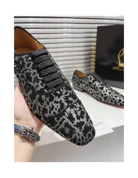 Cheap Christian Louboutin Greggy Chick Oxfords Velvet Royal Embroidery Silver on Sale