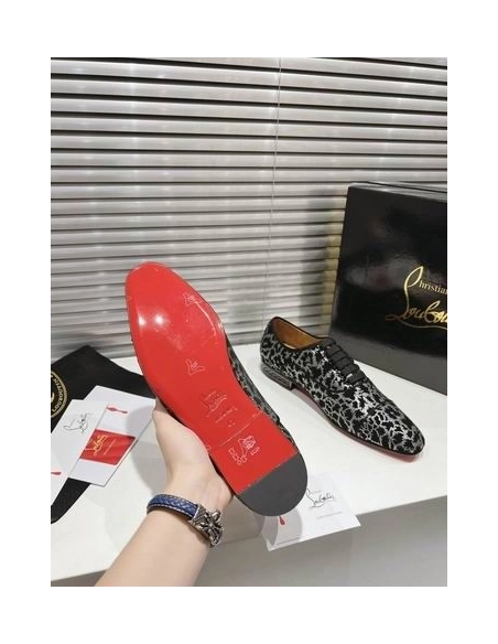 Cheap Christian Louboutin Greggy Chick Oxfords Velvet Royal Embroidery Silver on Sale