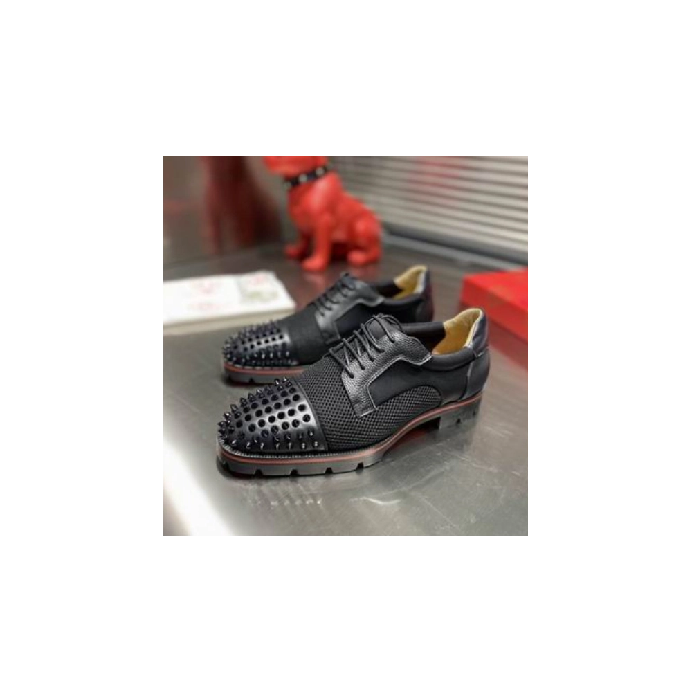 Replica Christian Louboutin Charlie Me Oxfords Calf Leather Black, Fake CL Shoes