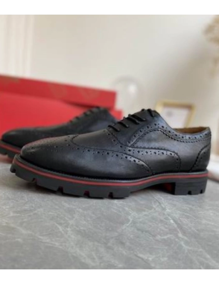 Fake Christian Louboutin Charlie Me Oxfords Calf Leather Black, Replica Christian Louboutin Shoes