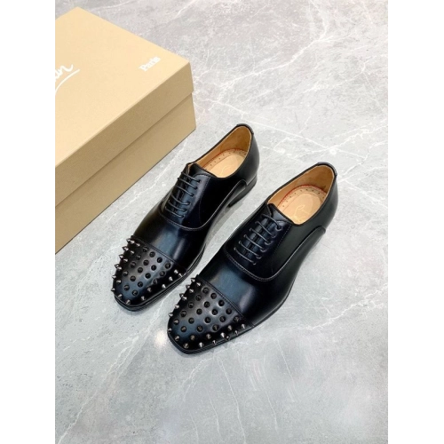 Cheap Christian Louboutin Gregossic Flat Oxford Spikes Calfskin Black on Sale