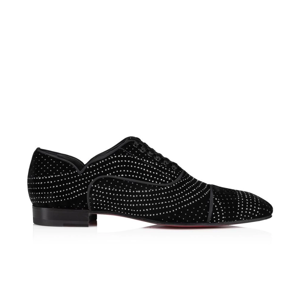 Fake Christian Louboutin Greggy Chick Oxfords Velvet River Black, Replica CL Shoes Sale Online
