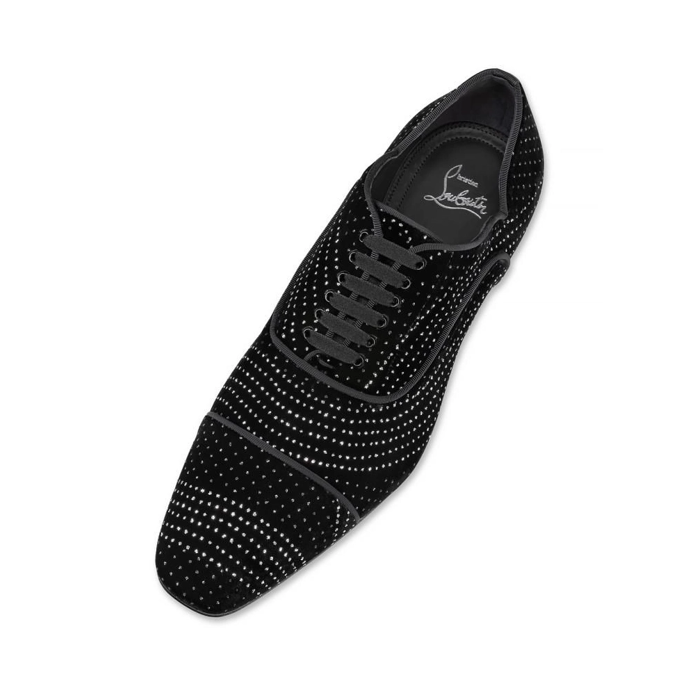 Fake Christian Louboutin Greggy Chick Oxfords Velvet River Black, Replica CL Shoes Sale Online