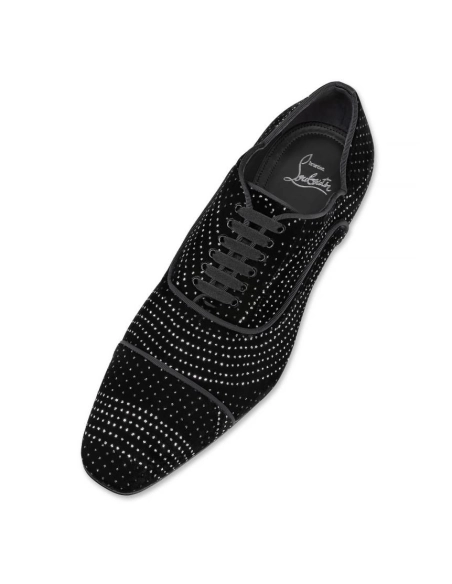 Fake Christian Louboutin Greggy Chick Oxfords Velvet River Black, Replica CL Shoes Sale Online