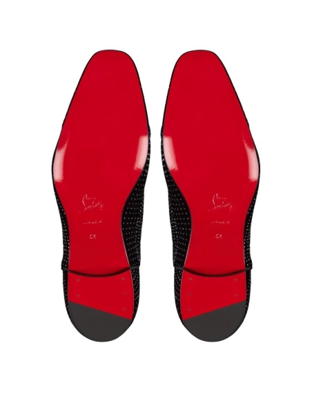 Fake Christian Louboutin Greggy Chick Oxfords Velvet River Black, Replica CL Shoes Sale Online