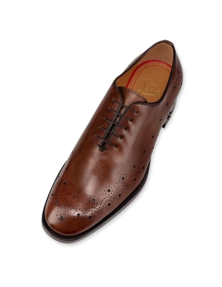Cheap Christian Louboutin Corteobello Oxfords Patinated Calf Leather Havane Brown Sale Online