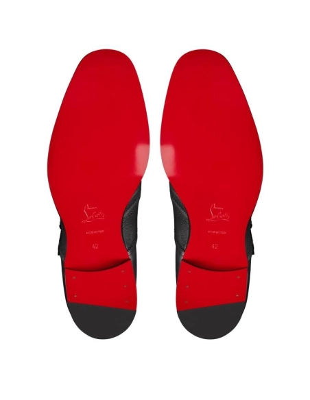 Discount Christian Louboutin Boabi Monk Oxfords Calf Leather Petit Grain Black Outlet Online