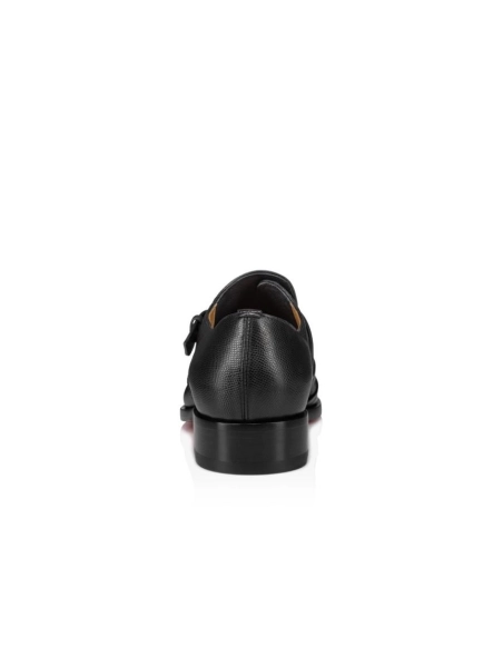 Discount Christian Louboutin Boabi Monk Oxfords Calf Leather Petit Grain Black Outlet Online