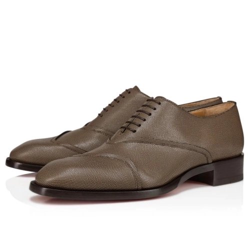 Knockoff Christian Louboutin Boabi Oxfords Calf Leather Petit Grain Roca Brown