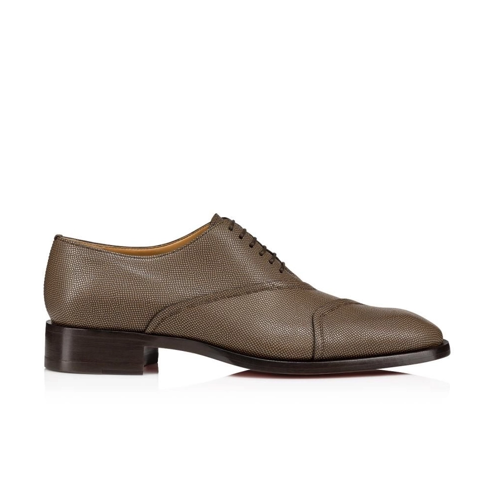Knockoff Christian Louboutin Boabi Oxfords Calf Leather Petit Grain Roca Brown