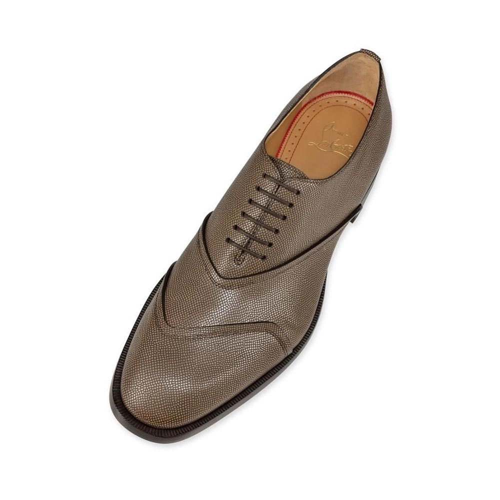 Knockoff Christian Louboutin Boabi Oxfords Calf Leather Petit Grain Roca Brown