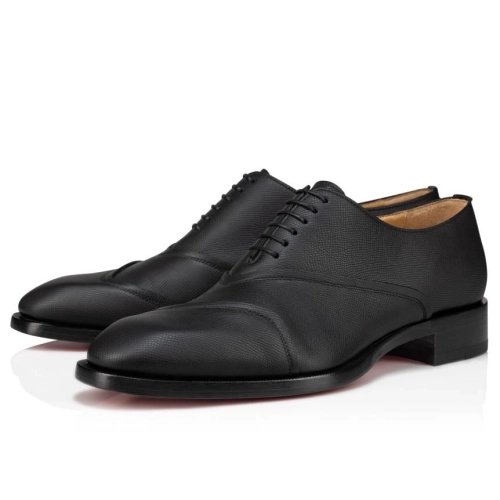 Discount Christian Louboutin Boabi Oxfords Calf Leather Petit Grain Black Outlet Sale