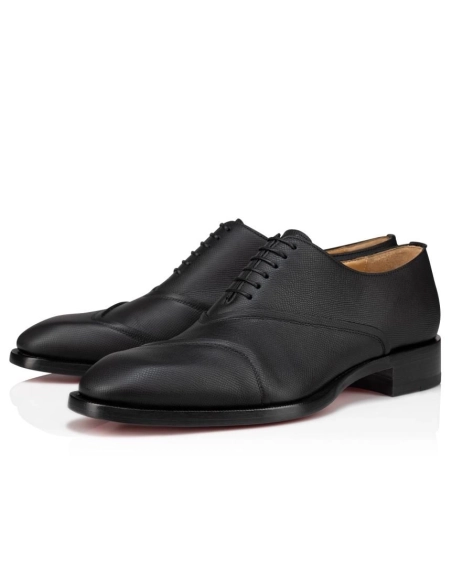 Discount Christian Louboutin Boabi Oxfords Calf Leather Petit Grain Black Outlet Sale