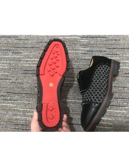 Fake Christian Louboutin Hubertus Oxford Lug-sole Velvet and Leather Black
