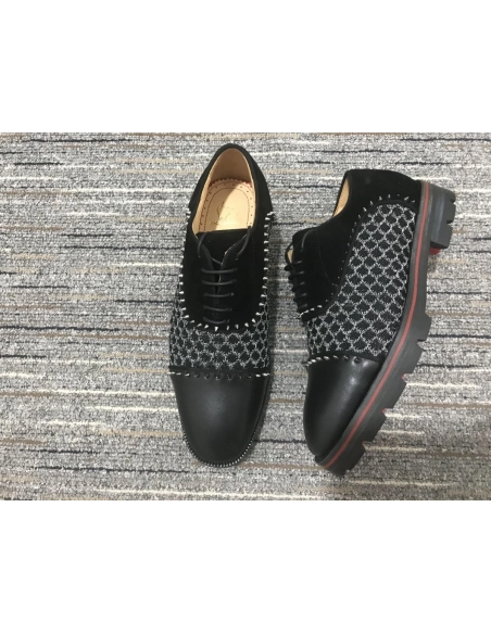 Fake Christian Louboutin Hubertus Oxford Lug-sole Velvet and Leather Black