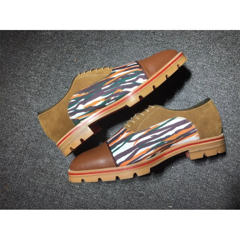 Discount Christian Louboutin Hubertus Oxford Lug-sole Suede and Leather Multicolor Outlet Online