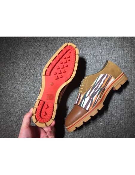 Discount Christian Louboutin Hubertus Oxford Lug-sole Suede and Leather Multicolor Outlet Online