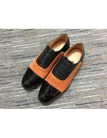 Fake Christian Louboutin Hubertus Oxford Lug-sole Suede and Leather Black Brown
