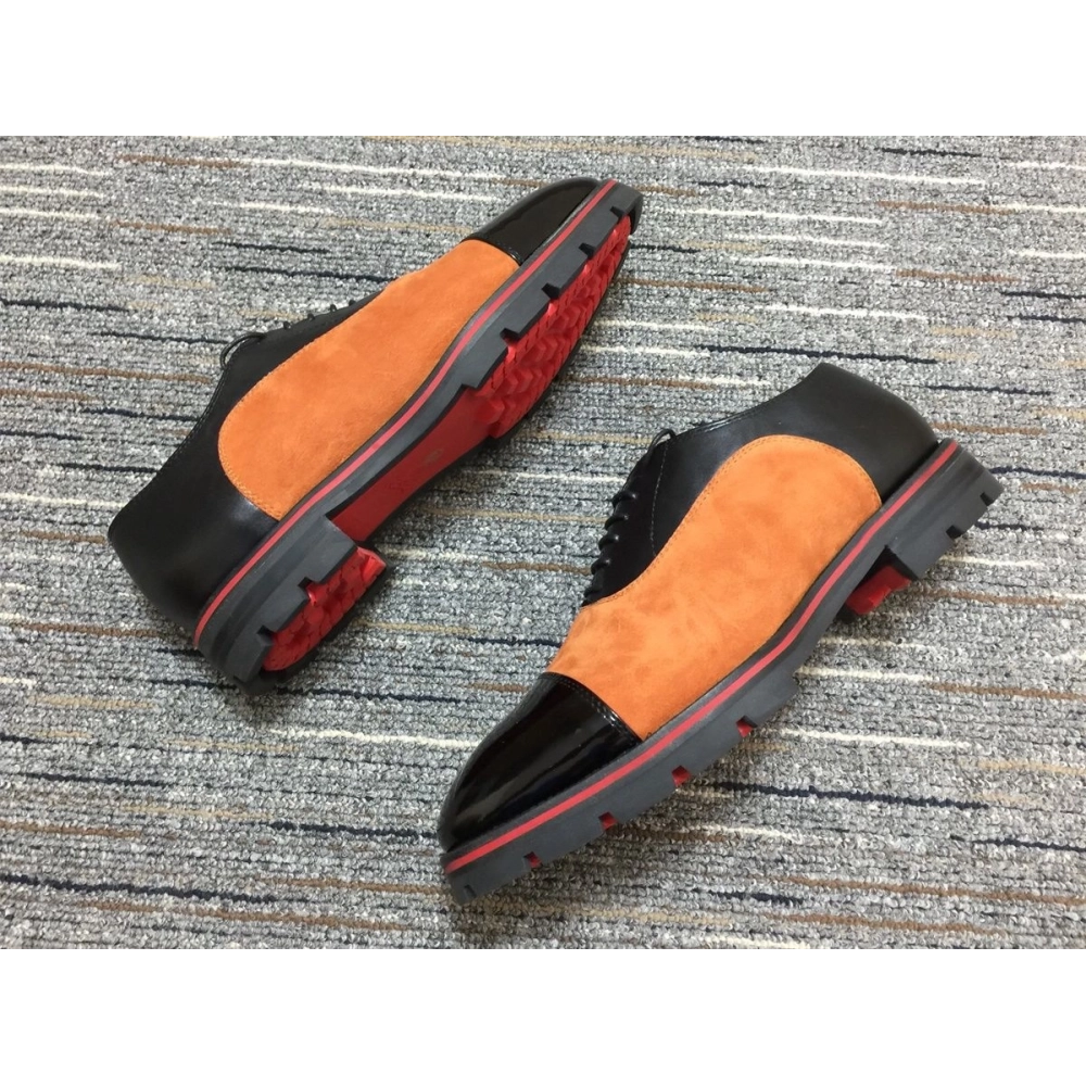 Fake Christian Louboutin Hubertus Oxford Lug-sole Suede and Leather Black Brown
