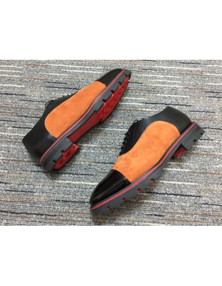 Fake Christian Louboutin Hubertus Oxford Lug-sole Suede and Leather Black Brown