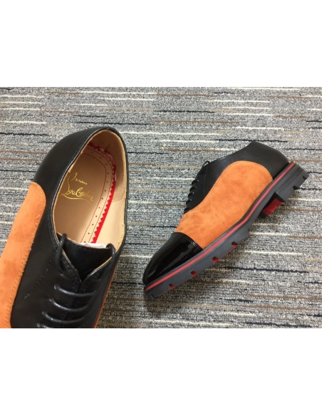 Fake Christian Louboutin Hubertus Oxford Lug-sole Suede and Leather Black Brown