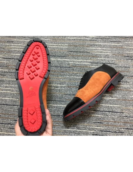 Fake Christian Louboutin Hubertus Oxford Lug-sole Suede and Leather Black Brown
