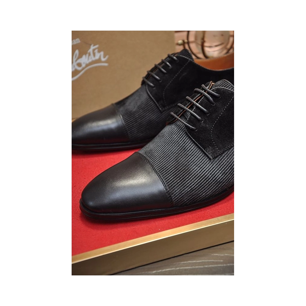 Discount Christian Louboutin Greggo Oxford Calf Leather and Suede Black Outlet Online