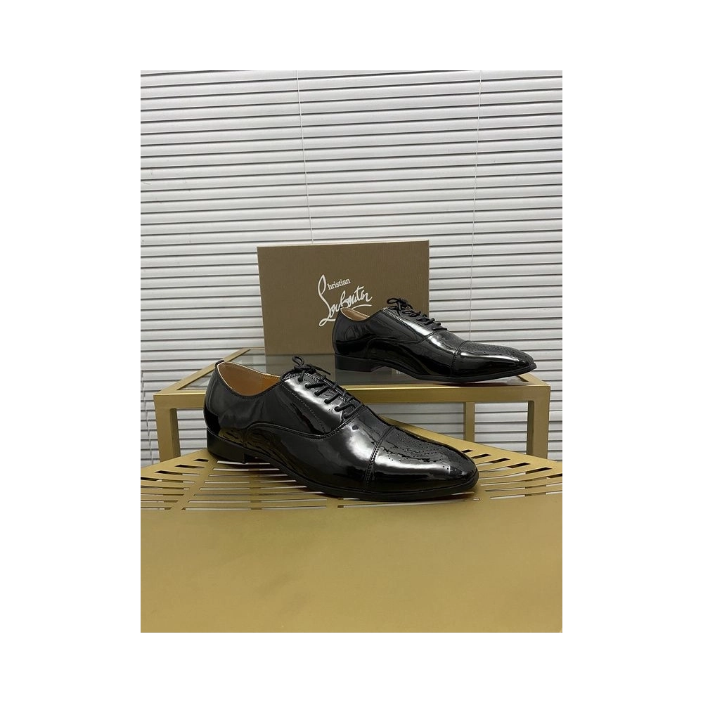 Cheap Christian Louboutin Greggo Oxford Sculpted Patent Leather Black for Sale