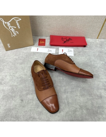 Replica Christian Louboutin Greggo Oxford Calf Leather and Suede Brown