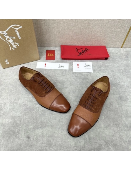Replica Christian Louboutin Greggo Oxford Calf Leather and Suede Brown