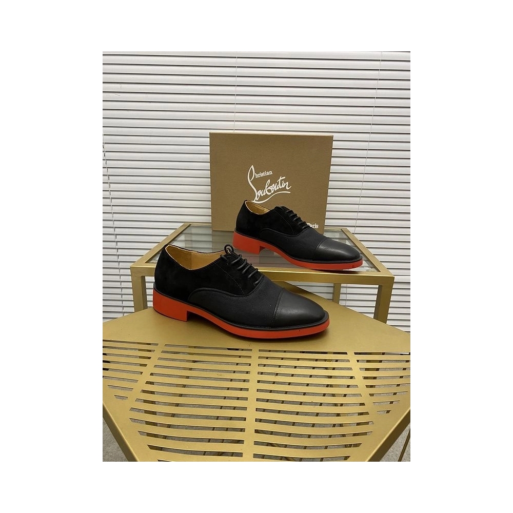 Discount Christian Louboutin Greggo RXL Oxford Calf Leather and Velvet Black Outlet Online