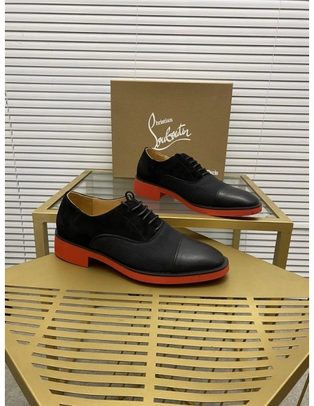 Discount Christian Louboutin Greggo RXL Oxford Calf Leather and Velvet Black Outlet Online