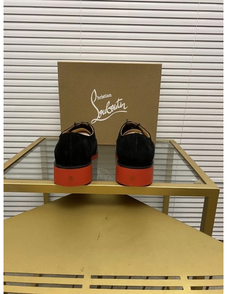 Discount Christian Louboutin Greggo RXL Oxford Calf Leather and Velvet Black Outlet Online