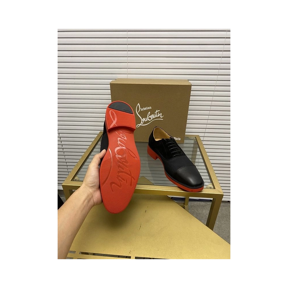 Discount Christian Louboutin Greggo RXL Oxford Calf Leather and Velvet Black Outlet Online
