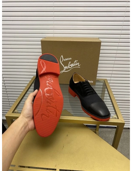 Discount Christian Louboutin Greggo RXL Oxford Calf Leather and Velvet Black Outlet Online