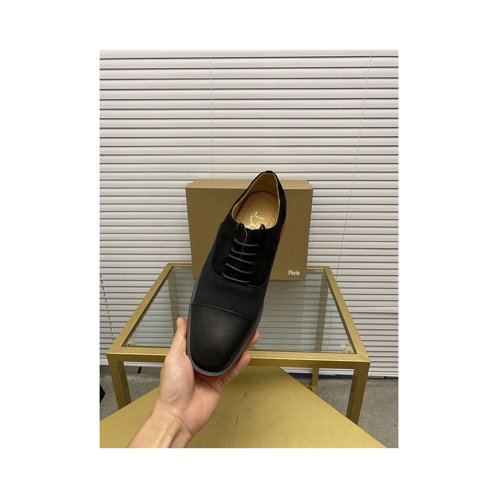 Discount Christian Louboutin Greggo RXL Oxford Calf Leather and Velvet Black Outlet Online