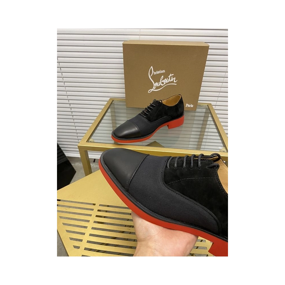 Discount Christian Louboutin Greggo RXL Oxford Calf Leather and Velvet Black Outlet Online