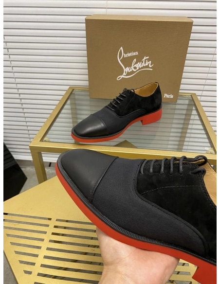 Discount Christian Louboutin Greggo RXL Oxford Calf Leather and Velvet Black Outlet Online