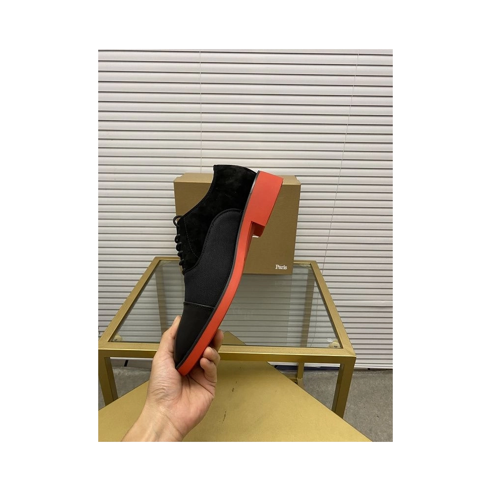 Discount Christian Louboutin Greggo RXL Oxford Calf Leather and Velvet Black Outlet Online