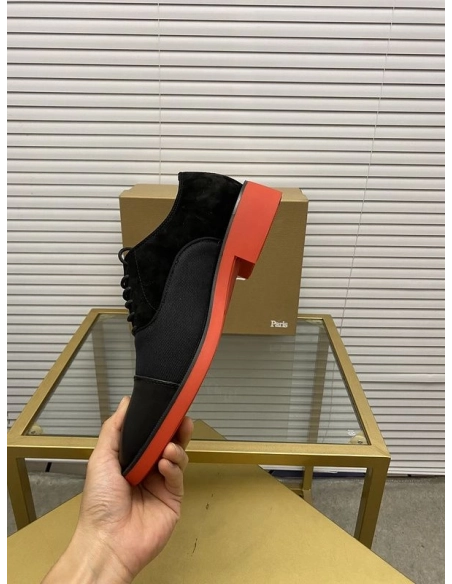 Discount Christian Louboutin Greggo RXL Oxford Calf Leather and Velvet Black Outlet Online